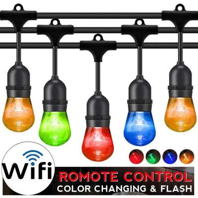 48ft Wifi RGB remote control LED string lights for Hotel Party Decoration