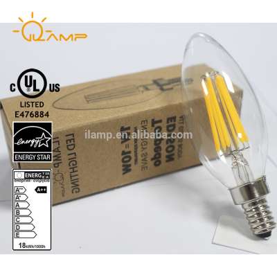 PSE Listed Dimmer Compatible C35 Filament Led Candle E17 100V Carbon Filament Bulb 40W/60W Antique Decorative Edison